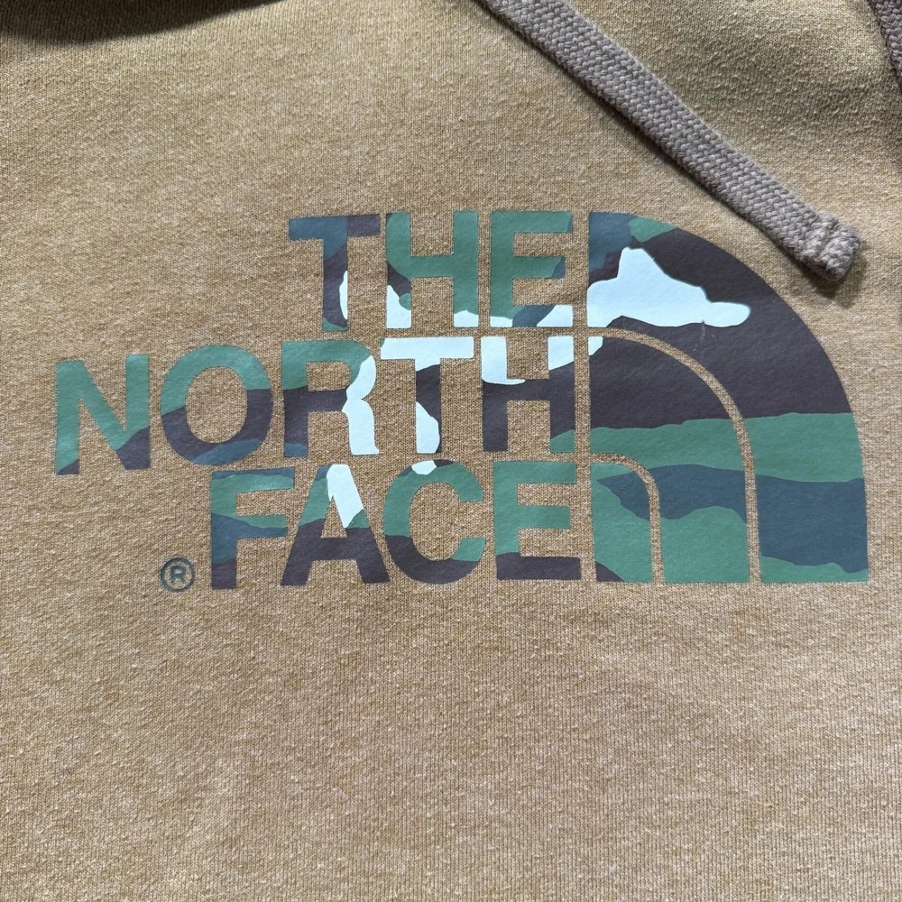 The North Face Hoodie Men XL Brown Camo Logo Pullover Sweatshirt Outdoor Gorp